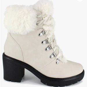 New Esprit Ember Booties with Faux Fur & Chunky Platform Hill. White US Size 8.5